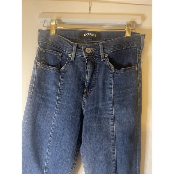 Express Boot high Rise Front Seam Ankle Split Denim 2S/2C - Picture 3 of 10